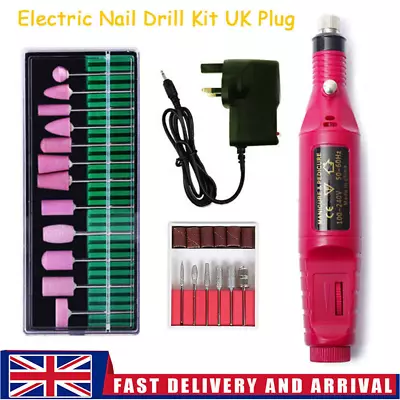 1 Set Electric Nail Drill Machine Manicure Pedicure Portable Nail File Buffer UK • £8.99