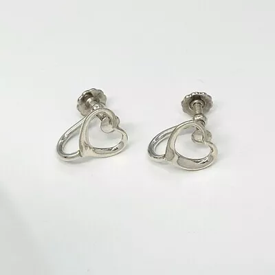 Tiffany & Co. Sterling Silver Elsa Peretti Large Open Heart Earrings • $120