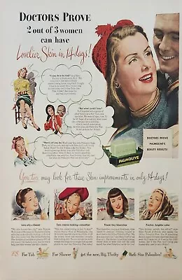 1947 Palmolive Soap Vintage Ad Lovelier Skin In 14 Days • $14.95