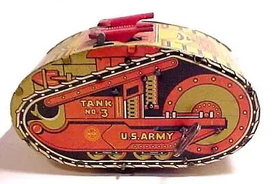 Louis Marx U.S. Army Tank #3 Windup Wind Up Tin Toy Vintage Military • $49.95