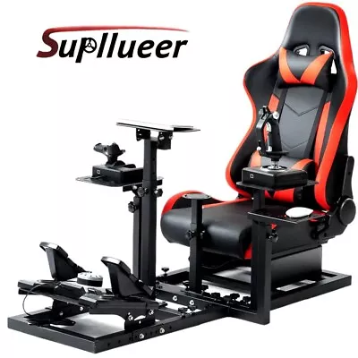 Supllueer Flight Racing Simulation Cockpit With Red Seat Fit Logitech G29 X52 • £349.99