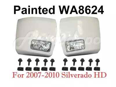 WA8624 White FRONT BUMPER END CAP FOG LIGHT BOLT NUT FOR SILVERADO 2500HD 07-10 • $226.88