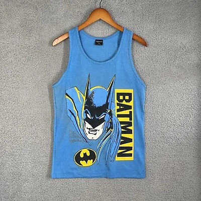 Vintage DC Batman Blue NEW Deadstock Tank Top Faded Distressed Size Medium • $27.09