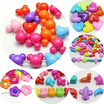 Craft DIY Mixed Bubblegum Color Various Shape Flower Mouse Charm Beads Jewelry • $2.92