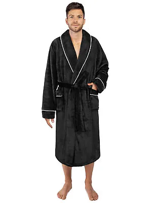 Men Warm Fleece Robe Microfiber Bathrobe Shawl Collar Long Spa Robe Sleepwear • $27.99