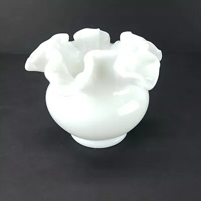 Fenton Milk Glass Bowl W/Ruffled Top - 3 5/8th  Tall • $12.99