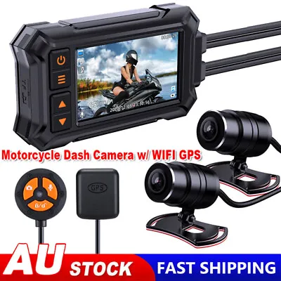 3  Motorcycle Dash Camera A12 Waterproof GPS WIFI 1080P Front Rear Night Vision • $137.99