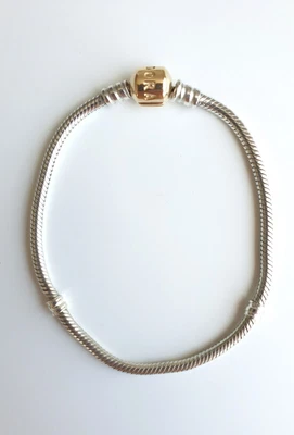 $129 • Buy Pandora Moments Bracelet Two Tone With Solid 14k Gold Clasp 19.4cm #590702HG