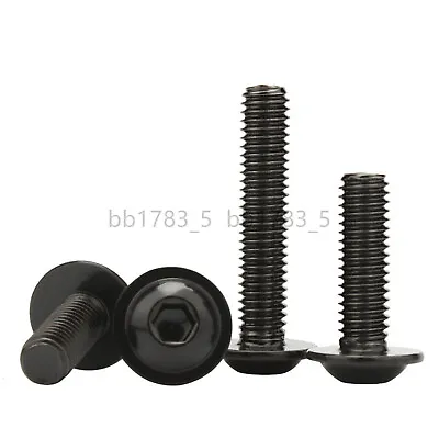 Black 304 Stainless Steel Hex Socket Bolt Button Flanged Washer Head Screws • $7.58