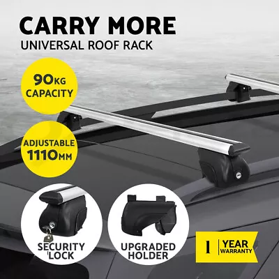 Universal Car Roof Racks Pod Aluminium Cross Bars 111cm Silver Upgraded Holder • $86.95