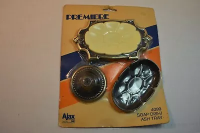 Vintage Premiere Ajax  Antique Brass Soap Dish W/ Ash Tray On Pedestalrare Find • $8.75