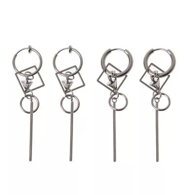 Punk KPOP Boys Earrings Korean Stainless Steel Long Pendant Drop Earrings • $16.65