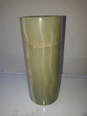 Vintage Green Onyx Marble Cylinder Vase 18cm Tall  • £20