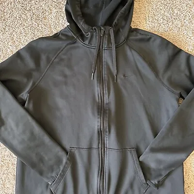 Nike Therma Fit Jacket Mens Large Hooded Full Zip Long Sleeve Black Polyester • $26