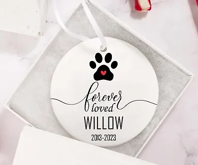 Personalized Pet Memorial Ornament Dog Christmas Ornament Ceramic Paw Ornament • $9.50