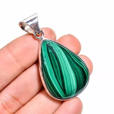 Malachite Pendant Handmade Pendant 925 Silver Sterling Free Shipping A-19 • $16.28