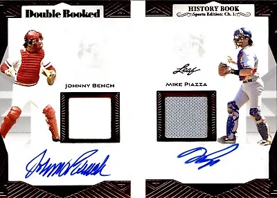 2023 Johnny Bench Mike Piazza Leaf History Book AUTO DOUBLE BOOKED JERSEY 24/25 • $119.99
