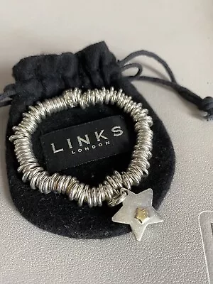 Genuine LINKS OF LONDON Hallmarked Sterling Silver With Star Charm Bracelet • £50