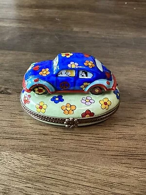 $10.50 • Buy Vintage Limoges Hippy Car VW Bug Trinket Box - Hand Painted In France