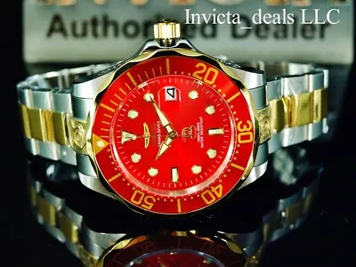 Invicta Men's 47mm GRAND DIVER Automatic RED DIAL Gold Two Tone SS 300m Watch • $99.89