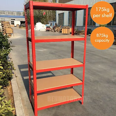 5 Tier Garage Metal Shelving Units Storage Racking Shelves Warehouse Shed Racks • £22.20