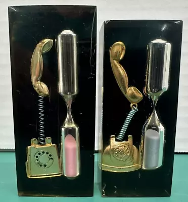 Pair 2 Vintage Lucite Phone Timer Hourglass Sand Rotary Telephone MCM • $24.99