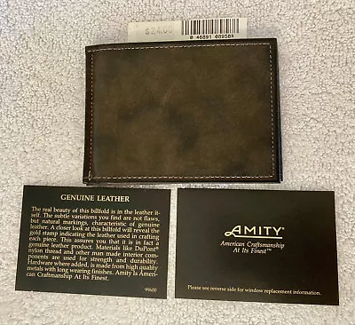 Amity Brown Cowhide Leather Slim Trifold Z-Fold Money Credit Card Holder Wallet • $19.99