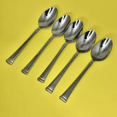 Mikasa Stainless Steel Flatware Gold Accent Harmony Soup Spoon Tablespoons Set/5 • $25