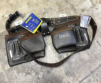 Irwin Brown Leather 10 Pocket Construction Tool Belt • $129