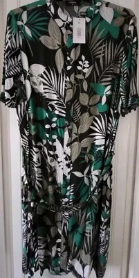 Woman Dress Matalan Papaya. Mid Length. Size 18  BNWT Green Black Tropical Print • £6.99