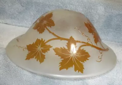 Vintage Signed VIANNE Frosted Glass Lamp Shade Gold Leaves Tendrils 15.5  • $39.99
