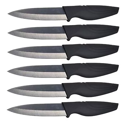 	Steak Knives Set Of 6 Extremely Sharp Kitchen Ceramic Black Blade Knife By N... • $32.24