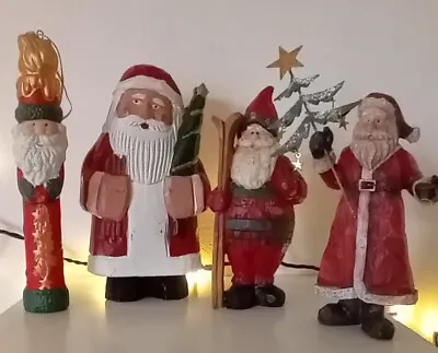 Vintage Father Christmas Figures. Wood Clay Resin  Arts & Crafts. Free P&P • £20