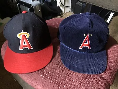 2 Vintage Angels Baseball Hat Cap MLB Anaheim LA Los Angeles New Era Snapback • $44.95