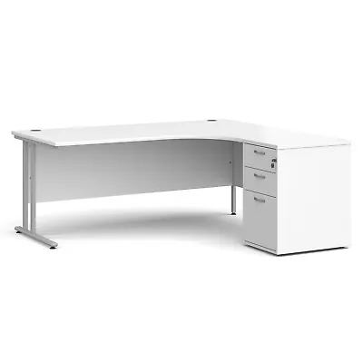 £335 • Buy Right Hand Corner Desk 1800 X 1200 With 3 Drawer Lockable Pedestal 5 Colours