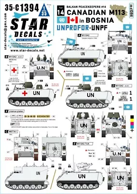 Star Decals 35-C1394 Canadian M113 In Bosnia. Balkan Peacekeepers # 14. 1/35 • £9.99