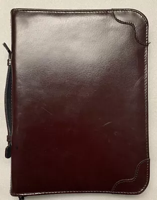 Vtg Burgundy Leather Zip Portfolio Organizer Binder Pad Folio Satchel Brief Case • $39.99