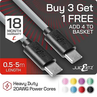 JuicEBitz® Heavy Duty USB Type C Charging Cable Fast Phone Charger Long Lead • £8.99