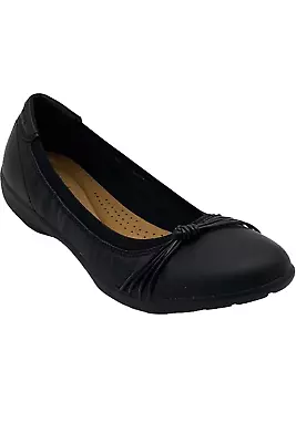 Clarks Collection Leather Ballet Flats Meadow Rae Black • $39.99
