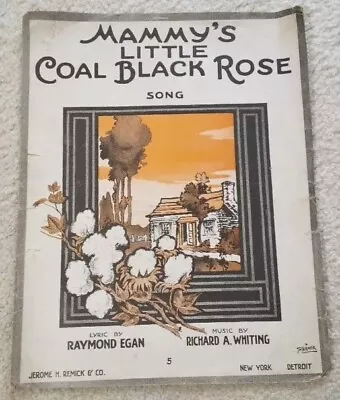 1916 Mammy's Little Coal Black Rose Antique Sheet Music • $8