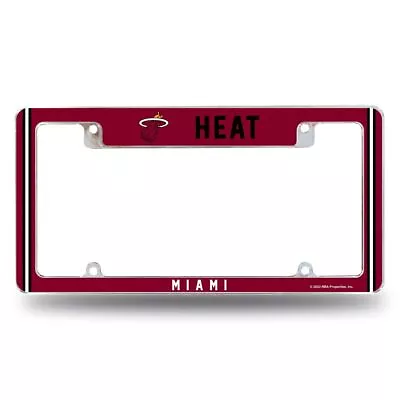 Miami Heat Chrome Metal License Plate Frame With Full Frame Team Color Graphics • $21.97