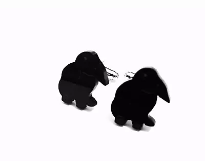 Lop Eared Rabbit Engraved Cufflinks Mens Novelty Shirt Cufflinks In Black • $3.42