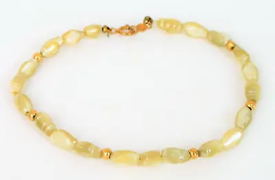 Vintage 14k Yellow Gold Clasp And Bead Accents Freshwater Pearl Bracelet 7  • $35