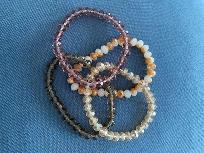 £1.50 • Buy Adrian Buckley Glass Bead Stretch Bracelets, Set Of 4, Neutral Tomes
