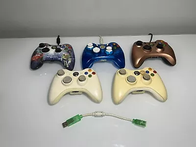 Lot Of 5 Xbox 360 Wired Wireless Controllers Some OEM Parts Repair Some Untested • $15