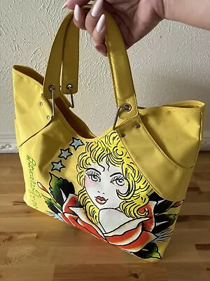 Ed Hardy By Christian Audigier Veronica Yellow Large Shoulder Tote Bag NEW Y2K • $24.99