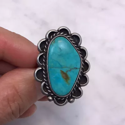 Vintage Native American Sterling Silver Turquoise Ring Size 6.25 • $85