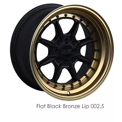 XXR Wheels Rim 002.5 16x8 4x100/4x114.3 ET0 73.1CB Flat Black / Bronze Lip • $158.52