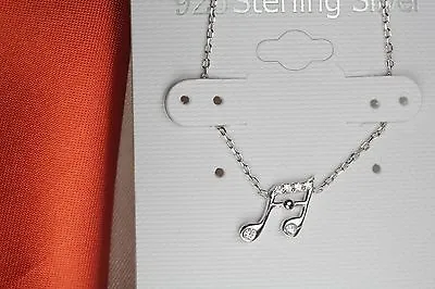 Musical Note Ladies Music Lovers Nickel Free Sterling Silver Pendant Necklace • $10.06