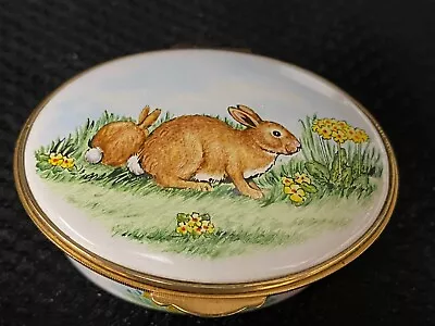 Birmingham Enamels Trinket Box  BUNNY RABBITS  ~  2 1/2  Oval • $39.99